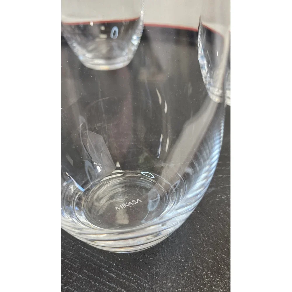 Mikasa Cheers Etched Swirl Stemless Highball Glasses Set of 4 Clear Crystal